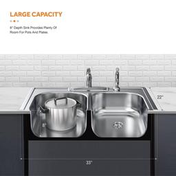33 in. Drop-In 50/50 Double Bowl 20 Gauge Stainless Steel Kitchen Sink with Faucet - bayut9fwd6zp9axyma9s@2x.jpg