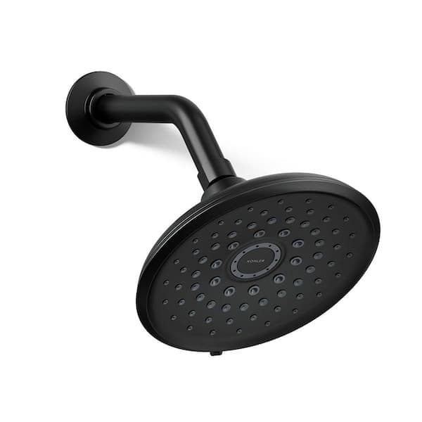 KOHLER Cursiva 3-Spray Patterns 6.75 in. Wall Mount Fixed Showerhead in Matte Black R27875-G-BL - bchnwfoxnxhr78yas34z@2x.jpg