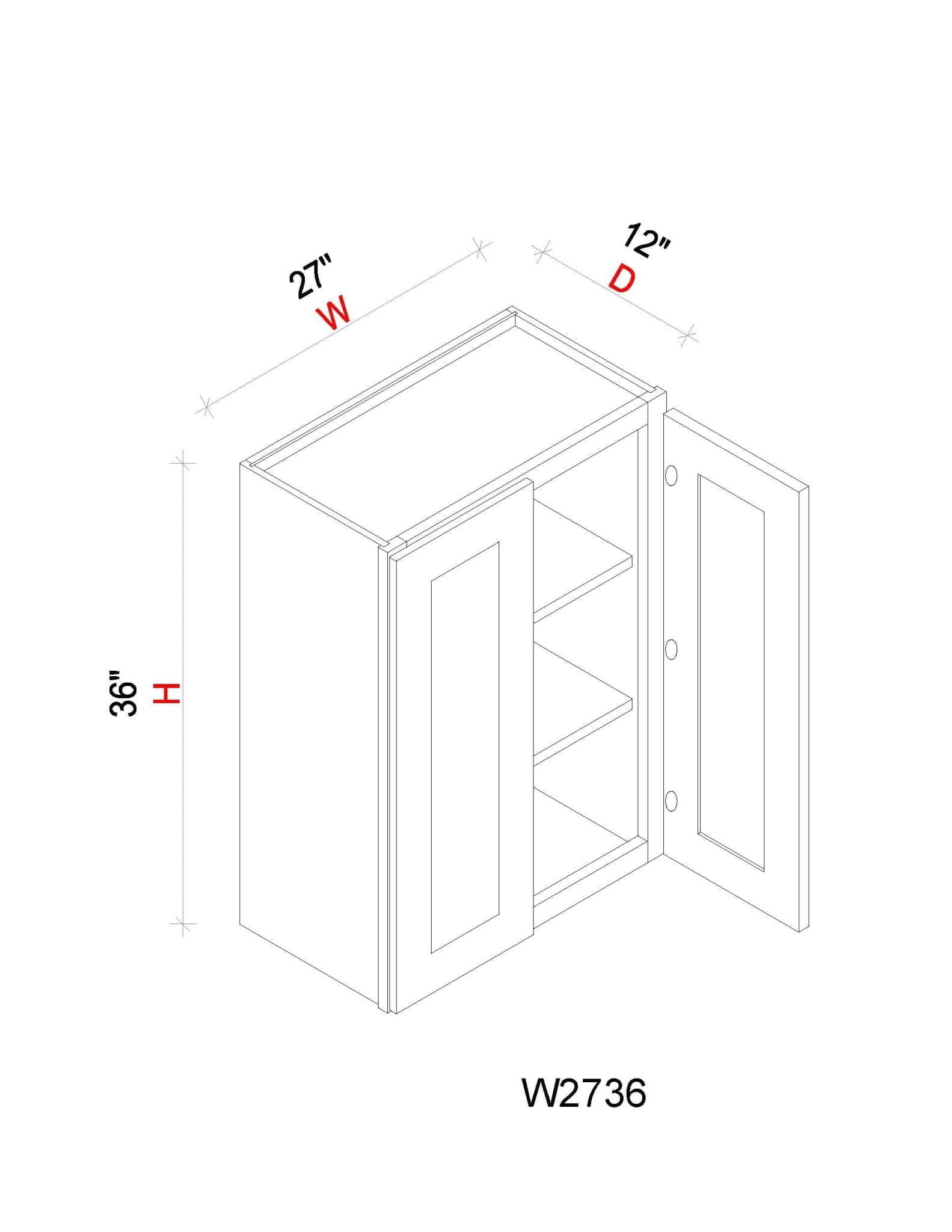 Wall Cabinet - 27"W x 36"H x 12"D