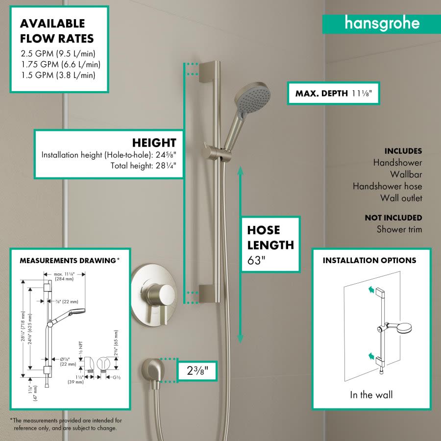 Vernis Blend 1.5 GPM Multi Function Hand Shower Set with Slidebar, Wall Elbow and Hose - bntznjaykm23g23g2br7@2x.jpg