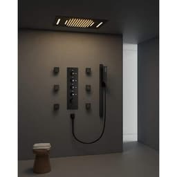 YAWWALK Thermostatic 15-Spray Ceiling Mount 23 x 15 in. Rectangle LED Mood Lighting Shower System with Valve in Matte Black CR1-S025-BI-1 - bqmo5epferpmtdra1bhq@2x.jpg