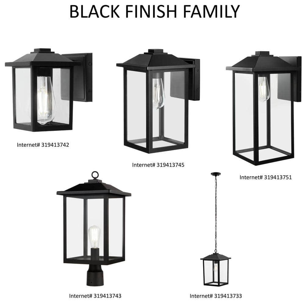 1-Light 7 in. Black Hardwired Classic Outdoor Wall Light Lantern Sconce with Clear Glass - breyqkkwrvftrrq9ekgk@2x.jpg