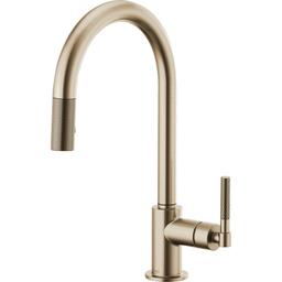 Litze Single Handle Arc Spout Pull Down Kitchen Faucet with Knurled Handle - Limited Lifetime Warranty - brizo-63043lf-gl-7079431@2x.jpg