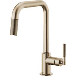 Litze Single Handle Square Arc Pull Down Kitchen Faucet with Knurled Handle - Limited Lifetime Warranty - brizo-63053lf-gl-7079431@2x.jpg