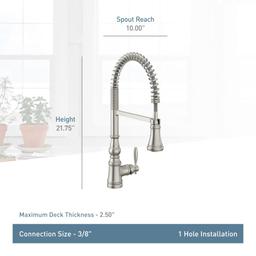 Weymouth 1.5 GPM Single Hole Pre-Rinse Pull Down Kitchen Faucet with Power Boost - bs21gbxab0a0yinxv3y3@2x.jpg