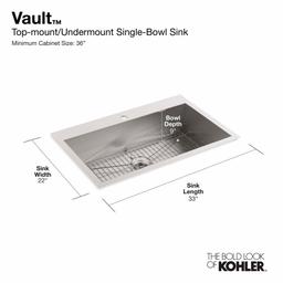 Vault 33" Single Basin Top-Mount/Under-Mount 18-Gauge Stainless Steel Kitchen Sink with SilentShield - bwss1qmiiyoayqolieib@2x.jpg
