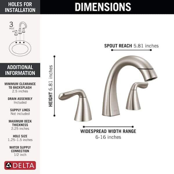 Delta Arvo Pull-Down Spout 8 in. Widespread Double Handle Bathroom Faucet Drain Included in Spotshield Brushed Nickel 35840LF-SPPD - bzhqyvttbn2ngk3lqipp@2x.jpg