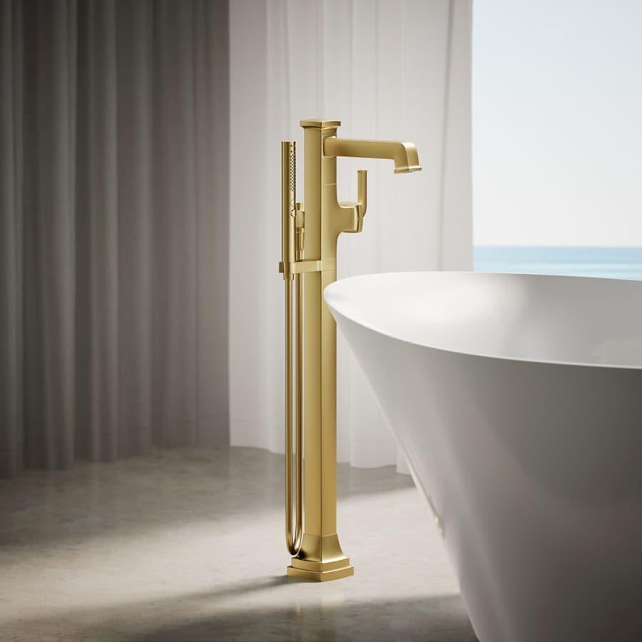 Riff Floor Mounted Tub Filler with Built-In Diverter - Includes Hand Shower
