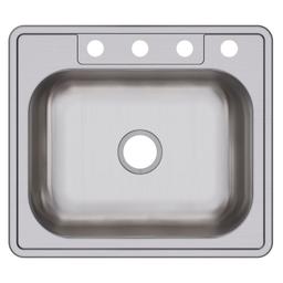 Dayton® Single Bowl Kitchen Sink, Top Mount, ADA, 25 x 22 in, 6-3/8 in Bowl Depth, 4-Hole, 22 ga Satin Steel, Stainless - cavbhi0fr78plt1lwnms@2x.jpg
