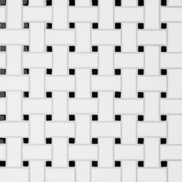 Le Cafe 1" x 2" Basket Weave Porcelain Mosaic Tile in Matte White/Black W/Glossy Dot - cf1bhen0aetacctdabo4@2x.jpg