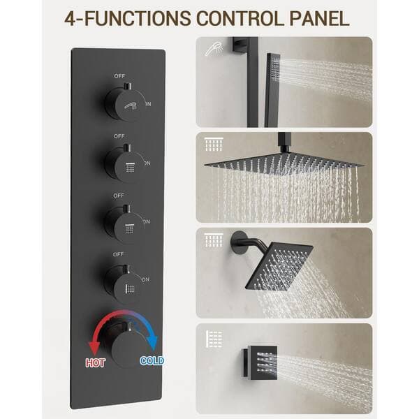 YAWWALK Thermostatic Valve 15-Spray 16 and 6 in. Ceiling Mount Dual Shower Head and Handheld Shower in Matte Black SRSFS-1031-BK16 - cgi81lzfih1jkr3llptv@2x.jpg