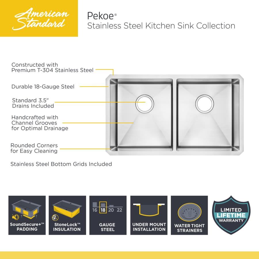 Pekoe 35" Double Basin Stainless Steel Kitchen Sink for Undermount Installations - Drains Included - chcamx51b0kp94uqj81m@2x.jpg