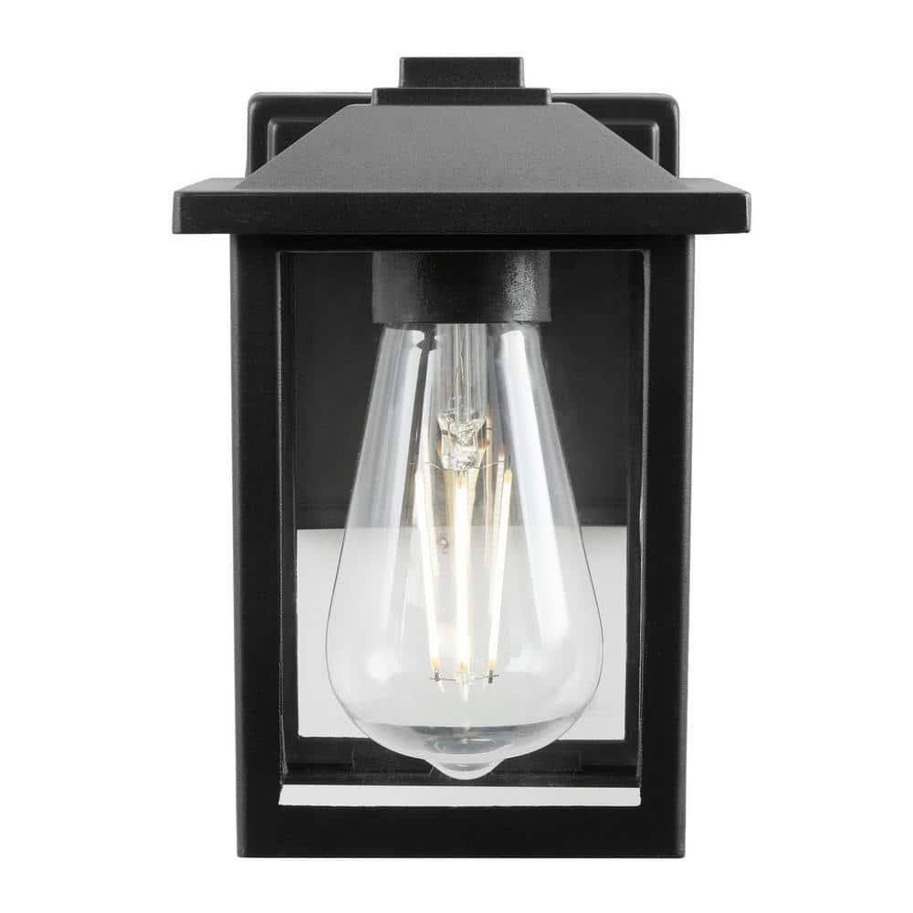 1-Light 7 in. Black Hardwired Classic Outdoor Wall Light Lantern Sconce with Clear Glass - cmxzm1fgueh7aeuwm35m@2x.jpg