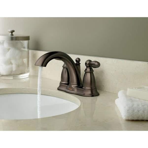 MOEN Brantford 4 in. Centerset 2-Handle Low-Arc Bathroom Faucet in Oil Rubbed Bronze with Metal Drain Assembly 6610ORB - ct42irwmuhp0yoymksn9@2x.jpg
