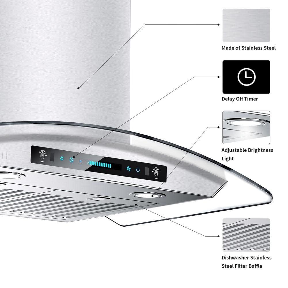 29.3 in. Wall Mount Range Hood Tempered Glass 900 CFM in Stainless Steel with LED Light and Remote Control - cxw1qnqjduntjm29apir@2x.jpg