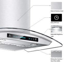 29.3 in. Wall Mount Range Hood Tempered Glass 900 CFM in Stainless Steel with LED Light and Remote Control - cxw1qnqjduntjm29apir@2x.jpg