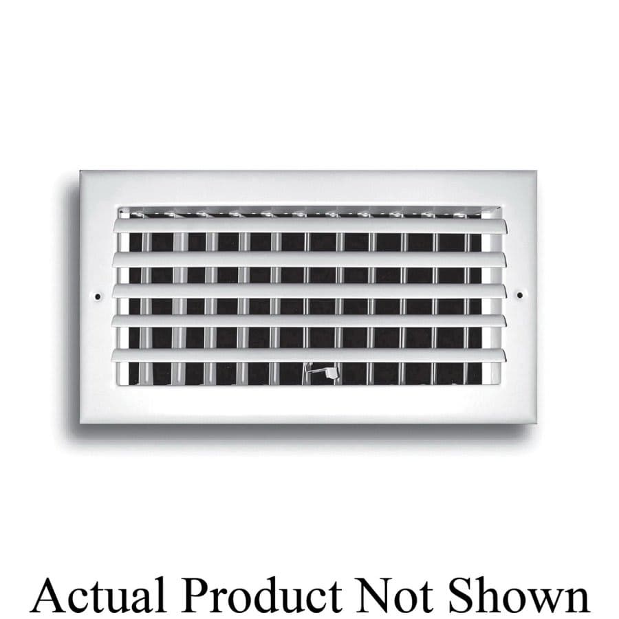1-Way Curved Blade Supply Register, 14 x 6 in, Horizontal Blades, Multi Shutter Damper, Steel, White