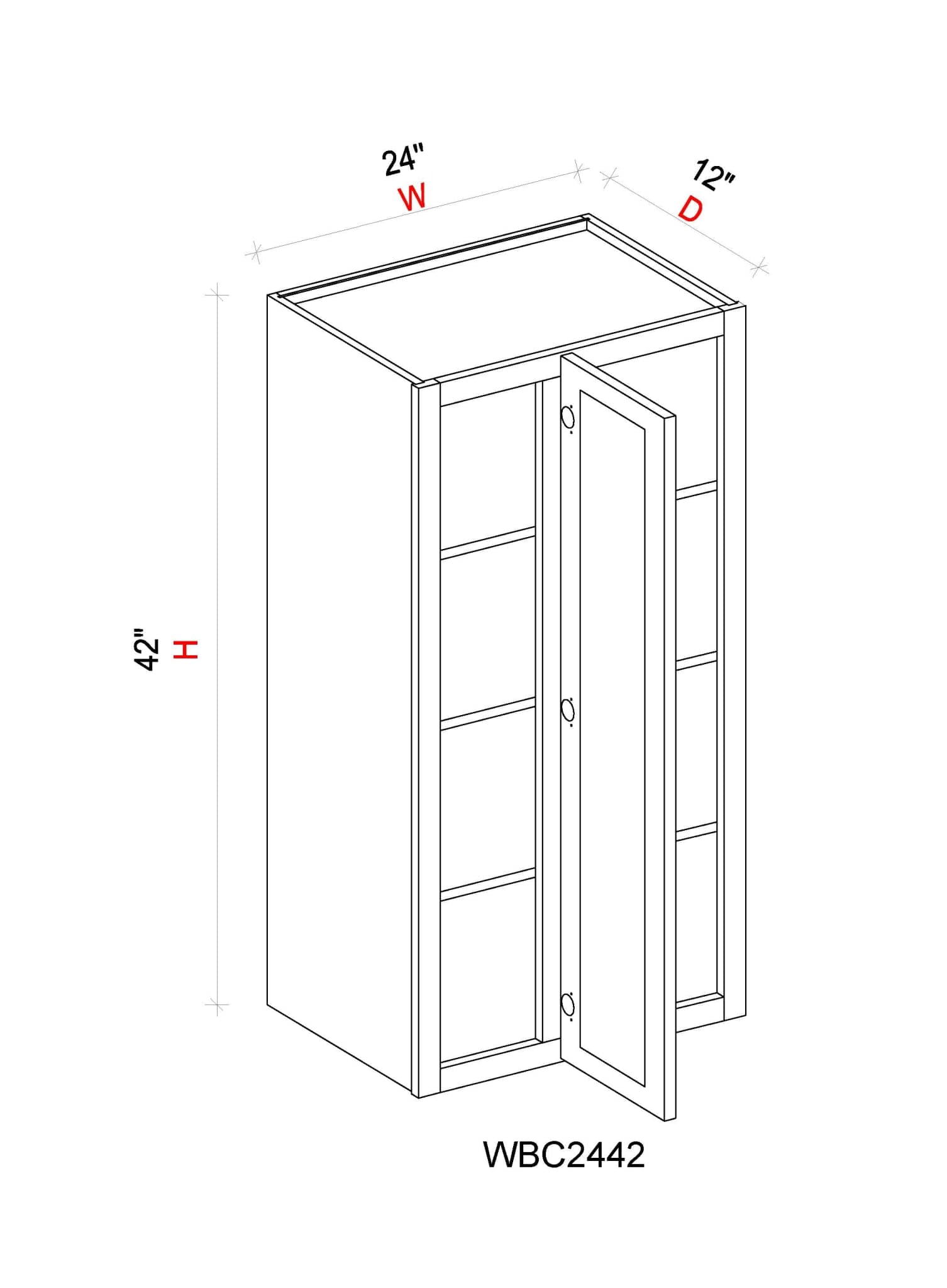Wall Blind Corner Cabinet - 24"W x 42"H x 12"D