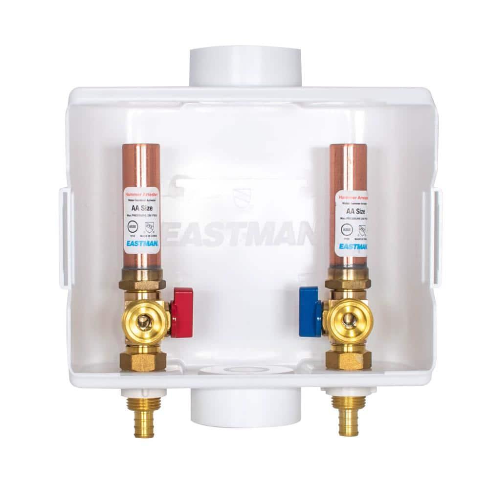 1/2 in. Crimp PEX Plastic Center Drain Washing Machine Outlet Box with Hammer Arrestors - dbs6jousmoghosmffvaw@2x.jpg
