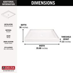 Classic 500 36 in. L x 36 in. W Alcove Shower Pan Base with Center Drain in High Gloss White - dbzywjdspq7ucsvenzf6@2x.jpg
