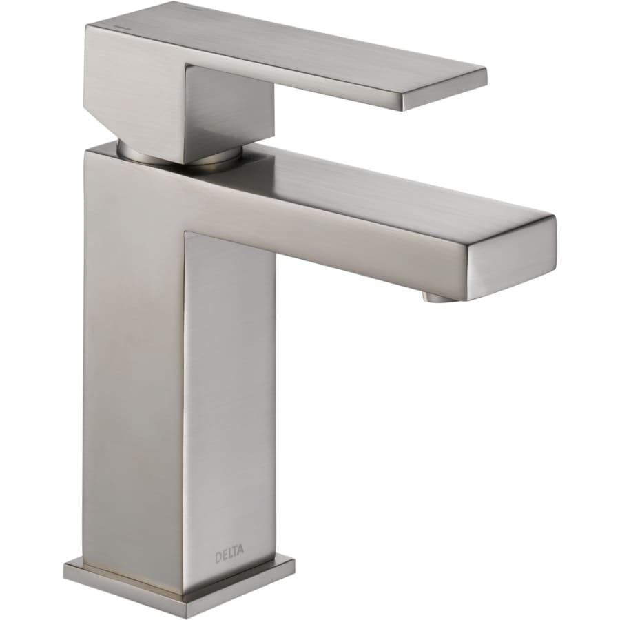 Modern 1.2 GPM Single Hole Bathroom Faucet with Push Pop-Up Drain Assembly - Includes Lifetime Warranty - delta-567lf-sspp-487@2x.jpg