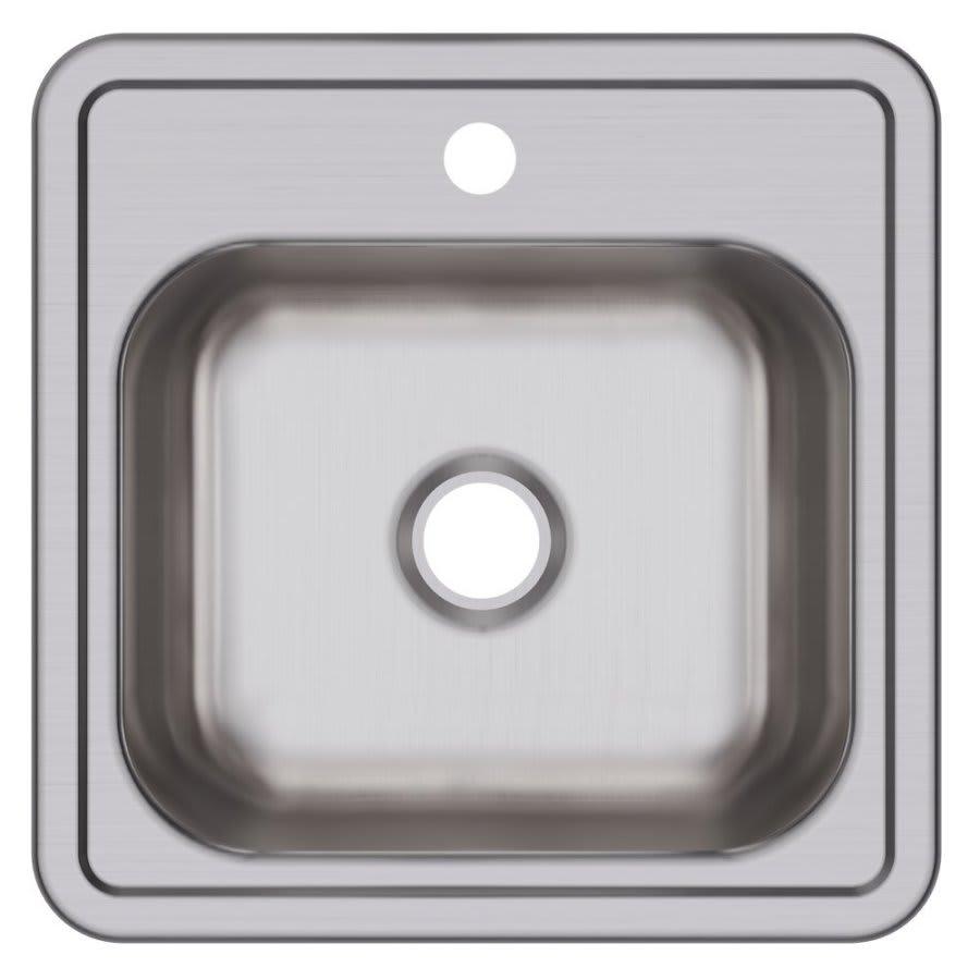 Dayton® Single Bowl Bar Sink, Top Mount, ADA, 15 x 15 in, 5 in Bowl Depth, 1-Hole, 22 ga Satin Steel, Stainless - dihntp11nan2jui8gchl@2x.jpg