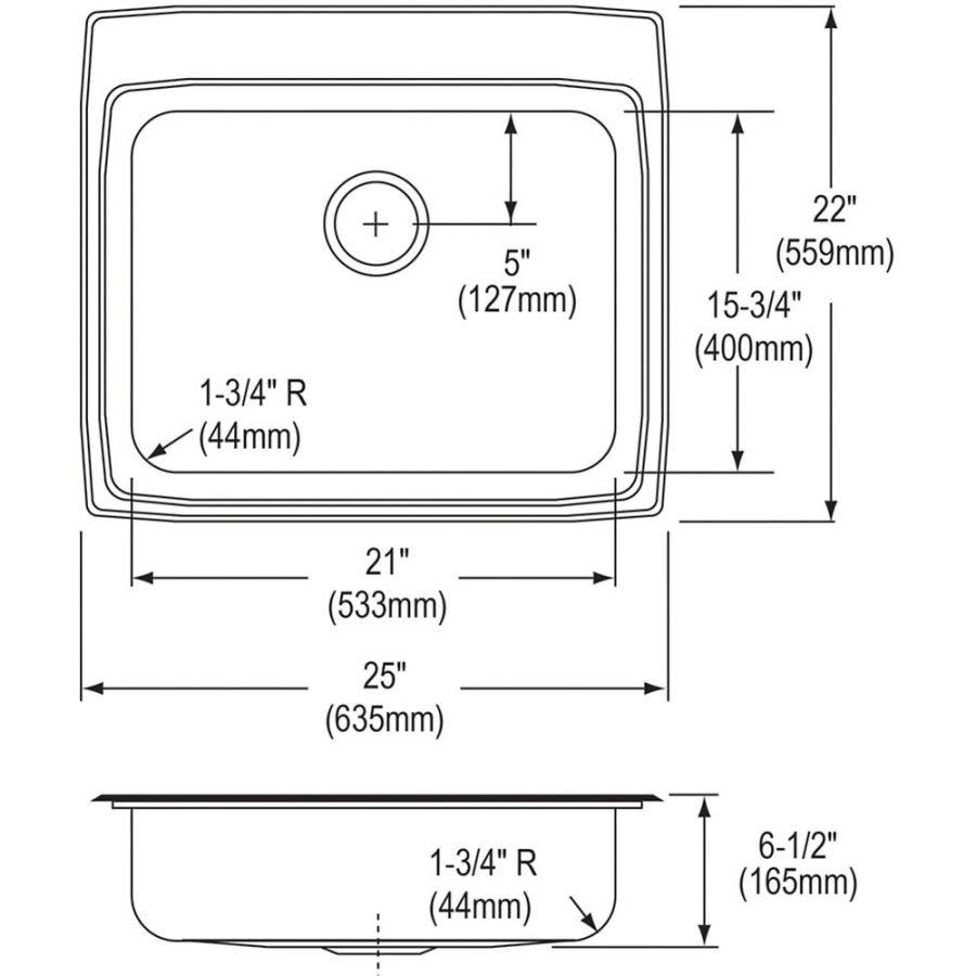 Lustertone™ Classic Single Bowl Kitchen Sink, Top Mount, ADA, 25 x 22 in, 6-1/8 in Bowl Depth, 3-Hole, 18 ga Lustrous Satin Steel, Stainless - dj3lluq2l7xuvc87ch4l@2x.jpg