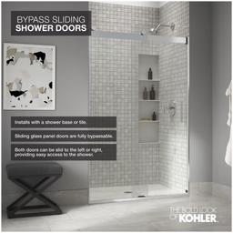 Levity 74" High x 59-5/8" Wide Bypass Semi Frameless Shower Door with Clear Glass - dj45yedp88ijwomvtpuk@2x.jpg