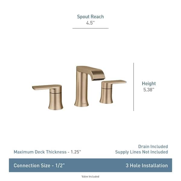 MOEN Genta 8 in. Widespread Double Handle Bathroom Faucet in Bronzed Gold (Valve Included) 84763BZG - dkscqe1jzktezerasrb5@2x.jpg