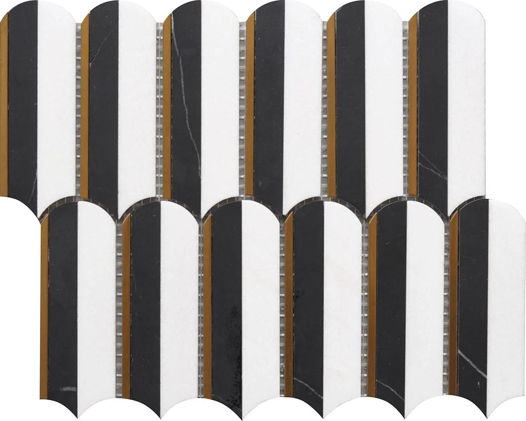 OVAL NERO MARQUINA & TASSOS 10X11 MOSAIC