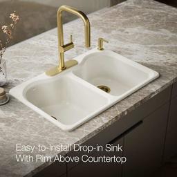 Hartland 33" Double Basin Top-Mount Enameled Cast-Iron Kitchen Sink - doxkj24e1ib01w8j00mr@2x.jpg
