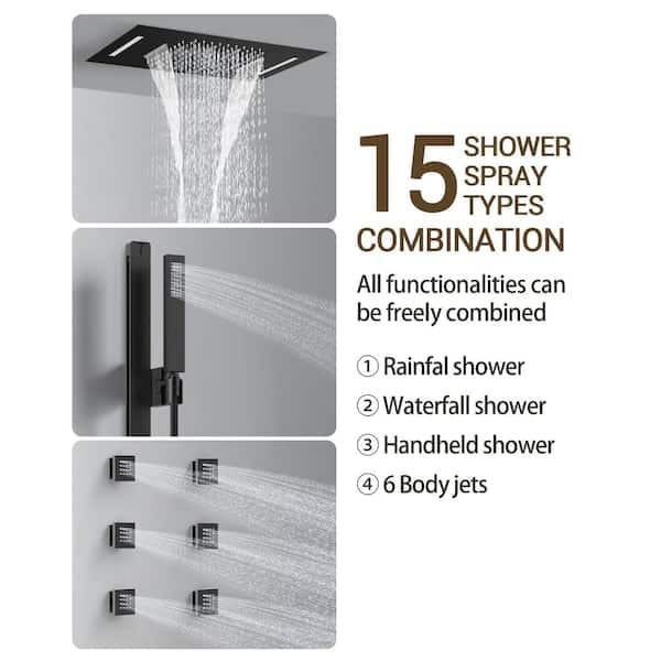 YAWWALK Thermostatic 15-Spray Ceiling Mount 23 x 15 in. Rectangle LED Mood Lighting Shower System with Valve in Matte Black CR1-S025-BI-1 - dpytl4xc3gwc2z1evtox@2x.jpg