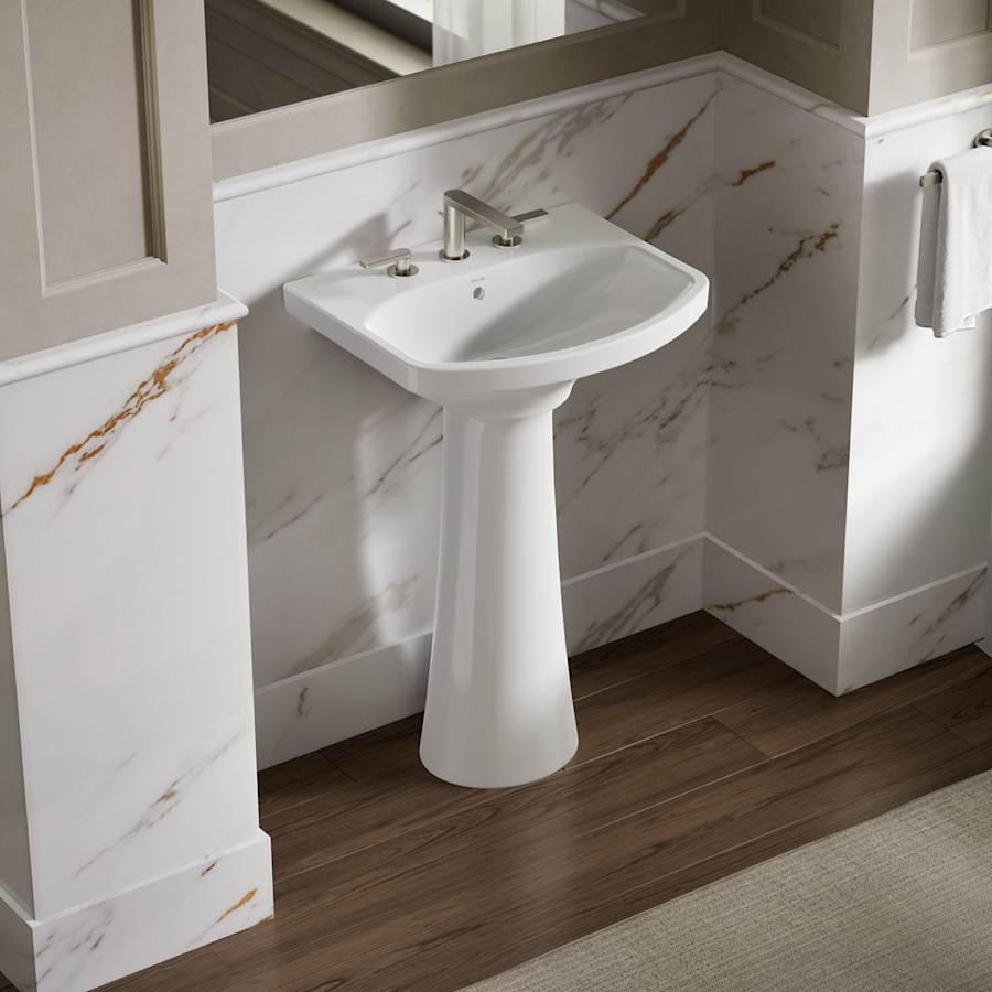 Cimarron 21" Pedestal Bathroom Sink with 3 Holes Drilled and Overflow
