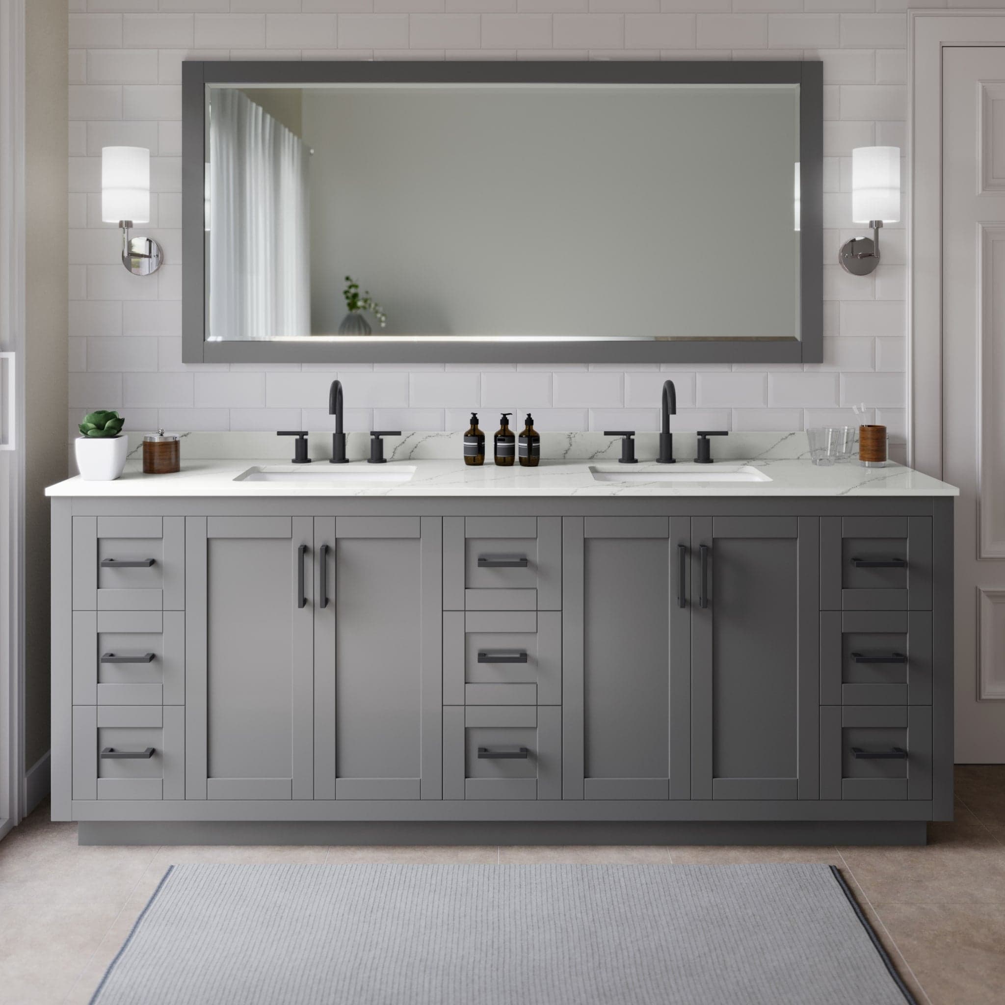 Miranda Double Bathroom Vanity - 84W x 33.75H x 22D