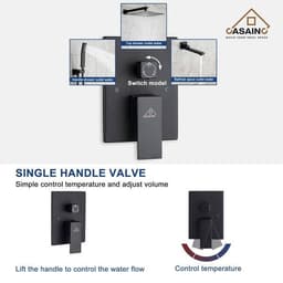 CASAINC 1-Handle 3-Spray Pattern 12 in. Wall Mount Shower Set Shower Head, Tub and Shower Faucet, Matte Black (Valve Included) WF-W98103H-12 - e1qh0az2ogjeqaxvx8jl@2x.jpg