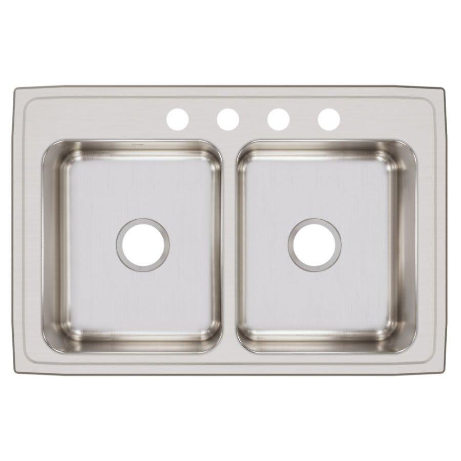 Lustertone™ Classic Double Bowl Kitchen Sink, Top Mount, 33 x 22 in, 7-3/4 in Bowl Depth, 4-Hole, 18 ga Lustrous Satin Steel, Stainless - edc21thgj0be604kdwtz@2x.jpg