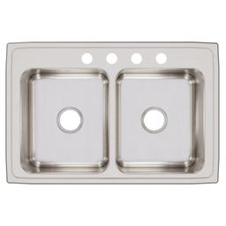 Lustertone™ Classic Double Bowl Kitchen Sink, Top Mount, 33 x 22 in, 7-3/4 in Bowl Depth, 4-Hole, 18 ga Lustrous Satin Steel, Stainless - edc21thgj0be604kdwtz@2x.jpg