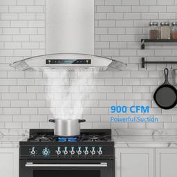 29.3 in. Wall Mount Range Hood Tempered Glass 900 CFM in Stainless Steel with LED Light and Remote Control - eg81ju4rogwldklfpiry@2x.jpg