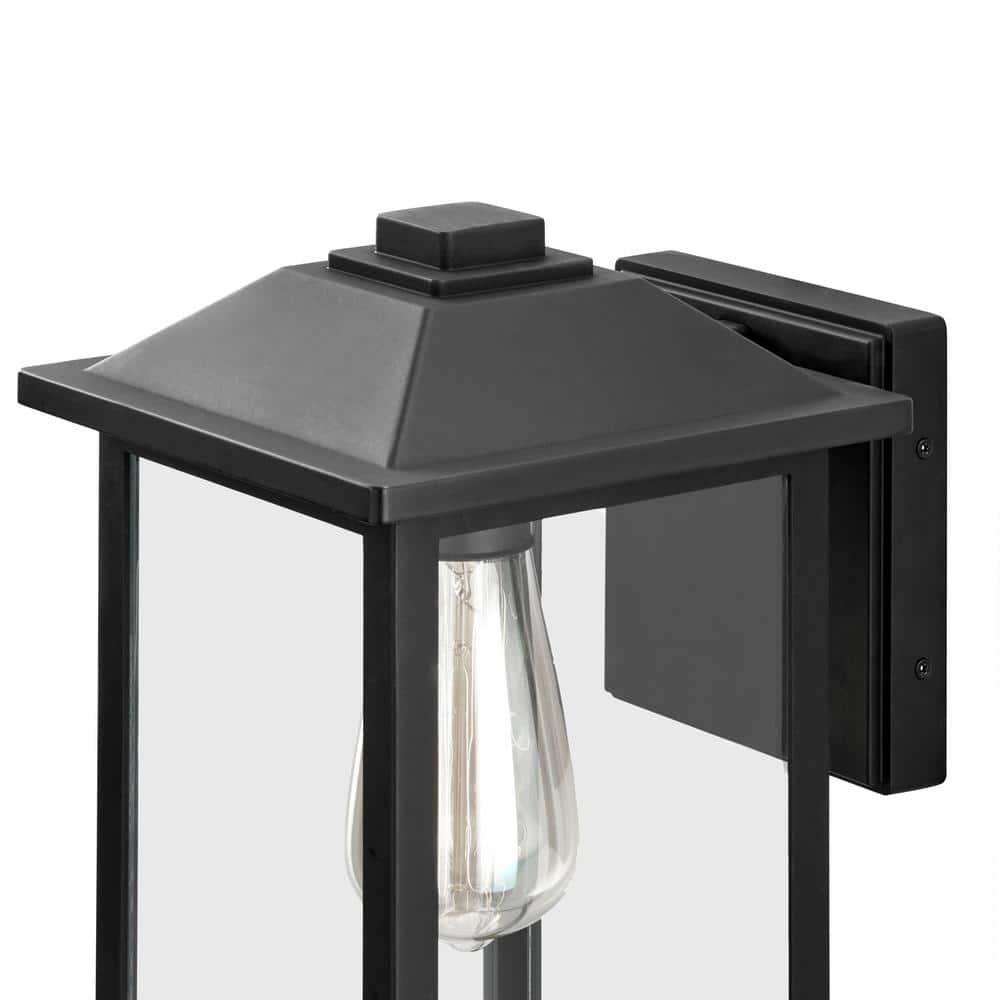 1-Light 12 in. Black Hardwired Transitional Outdoor Wall Light Lantern Sconce with Clear Glass - ehakbxgry6ezhqavhbua@2x.jpg