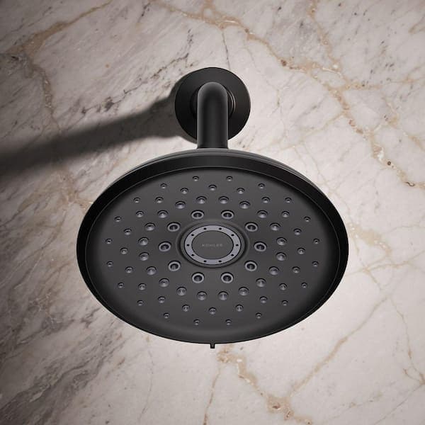 KOHLER Cursiva 3-Spray Patterns 6.75 in. Wall Mount Fixed Showerhead in Matte Black R27875-G-BL - ejswn5remgxwajsicoq8@2x.jpg