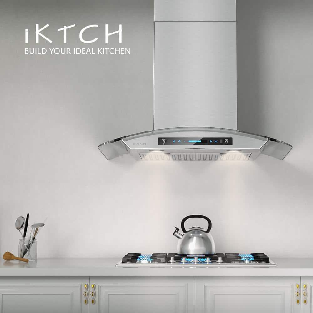 29.3 in. Wall Mount Range Hood Tempered Glass 900 CFM in Stainless Steel with LED Light and Remote Control - emjohpqevvqtmyrs4gr7@2x.jpg