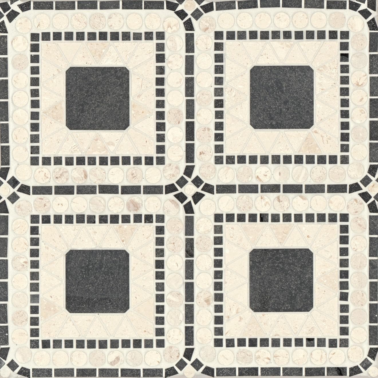 Atrium Honed Marble Blend Mosaic Tile in Myra Beige & Basalt