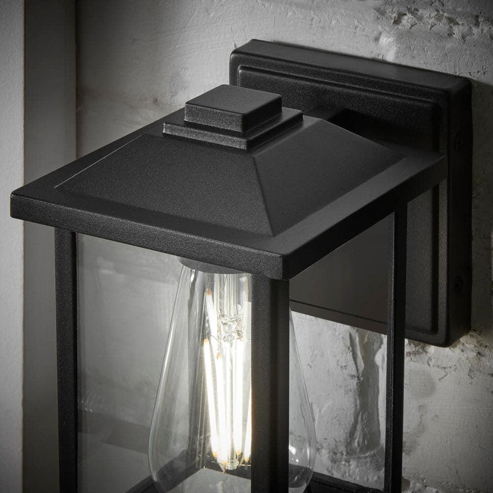 1-Light 7 in. Black Hardwired Classic Outdoor Wall Light Lantern Sconce with Clear Glass - etqsewmzq0s70izadmsw@2x.jpg