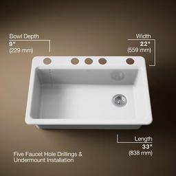 Riverby 33" Undermount Single Basin Enameled Cast Iron Workstation Kitchen Sink with Utility Rack, Sink Rack and Colander, and Intregral Cutting Board - eu0vnsnpk6c0u1mazink@2x.jpg