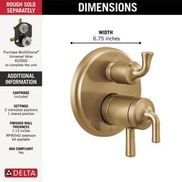 Kayra 17 Series Pressure Balanced Valve Trim with Integrated Volume Control and 3 Function Diverter for Two Shower Applications - Less Rough-In - evlcjowdefnqvr5lh20g_x500.jpg