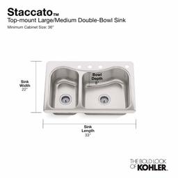 Staccato 33" Double Basin Drop In 18-Gauge Stainless Steel Kitchen Sink with SilentShield, Cutting Board, and Single Faucet Hole - ewqjb6kjak02c2jnfxmm@2x.jpg