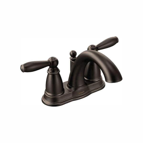 MOEN Brantford 4 in. Centerset 2-Handle Low-Arc Bathroom Faucet in Oil Rubbed Bronze with Metal Drain Assembly 6610ORB - fbjd2uuhcg2o5bkrdcrc@2x.jpg