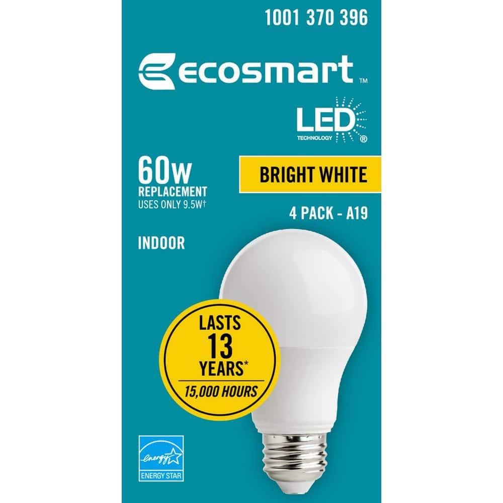 EcoSmart 60-Watt Equivalent A19 Dimmable Energy Star LED Light Bulb in Bright White (8-Pack) - fd2lt8hyticgbsopnf12@2x.jpg