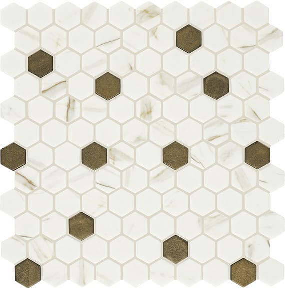 Uptown Glass Posh Chiffon Hexagon 1X1 Mixed