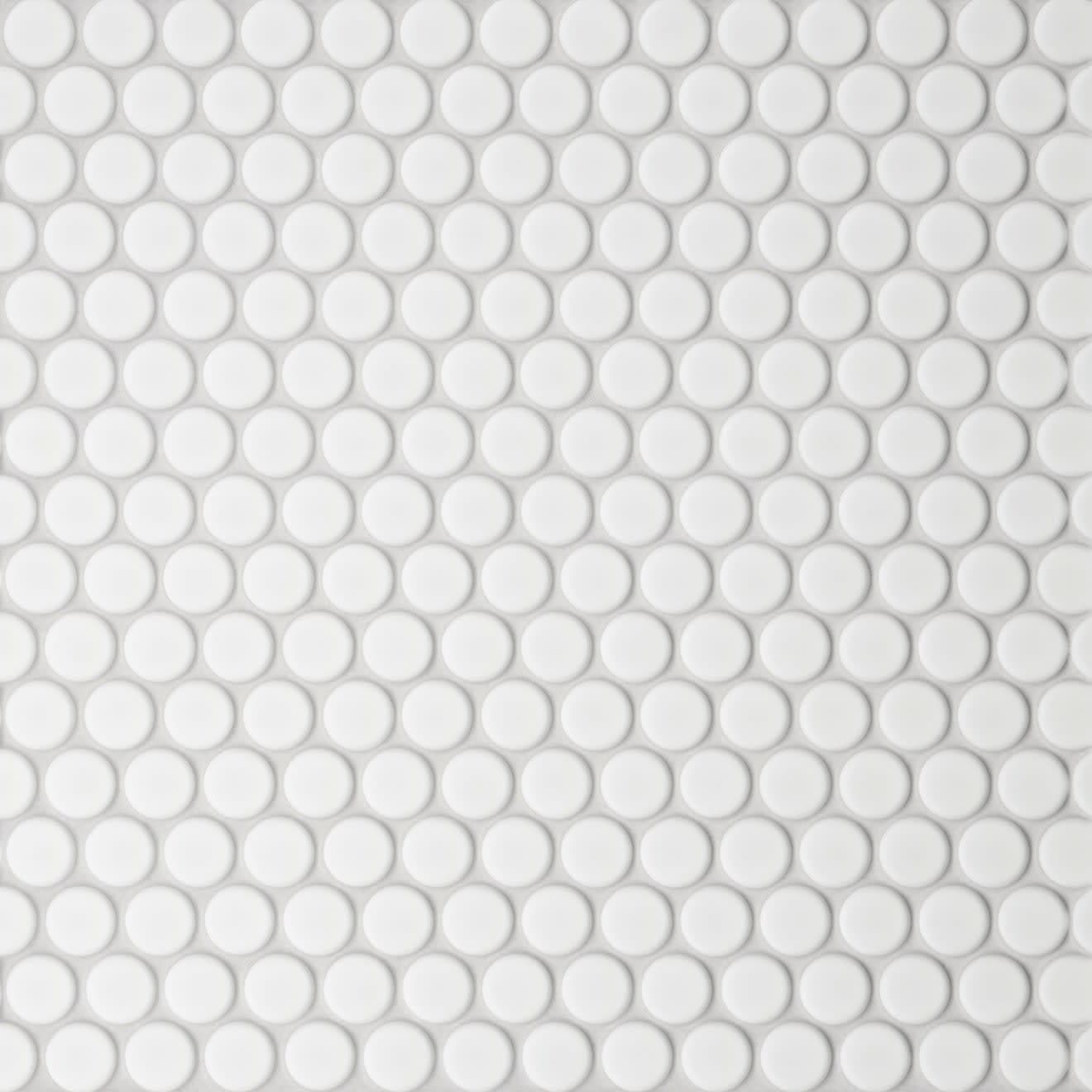 Le Cafe White 3/4" Penny Round Mosaic Matte